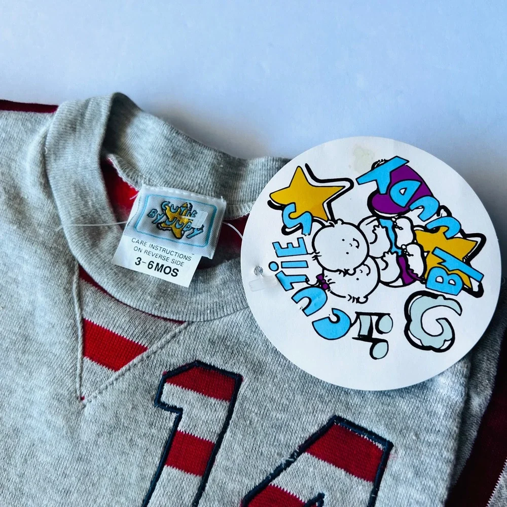Vintage‎ NOS Cuties by Judy Bodysuit Sleeper 3-6M Striped Baby Outfit